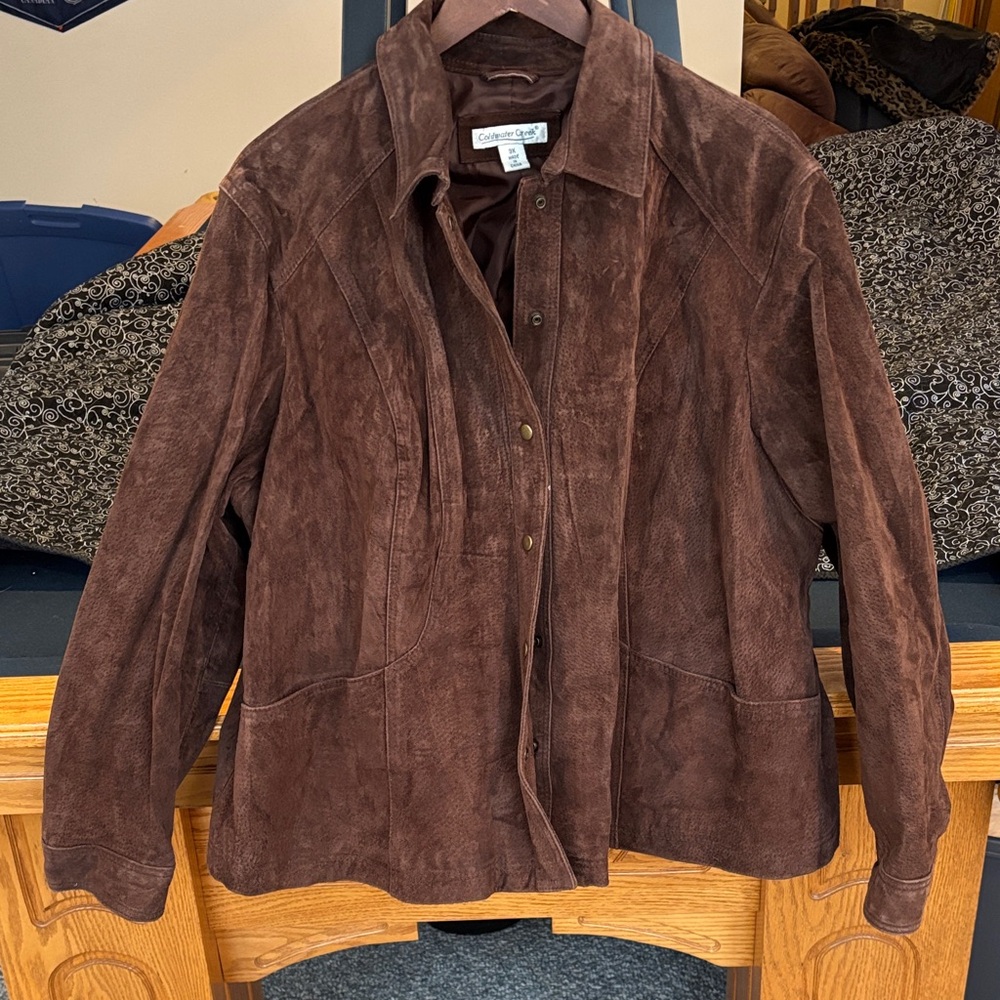 Coldwater Creek Dark Brown Suede Utility Jacket